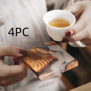 Wood & Resin Coasters — Set of 4