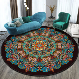 Round Patterned Accent Rug — 80 cm