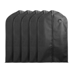 Zippered Garment Covers — Black, Set of 5