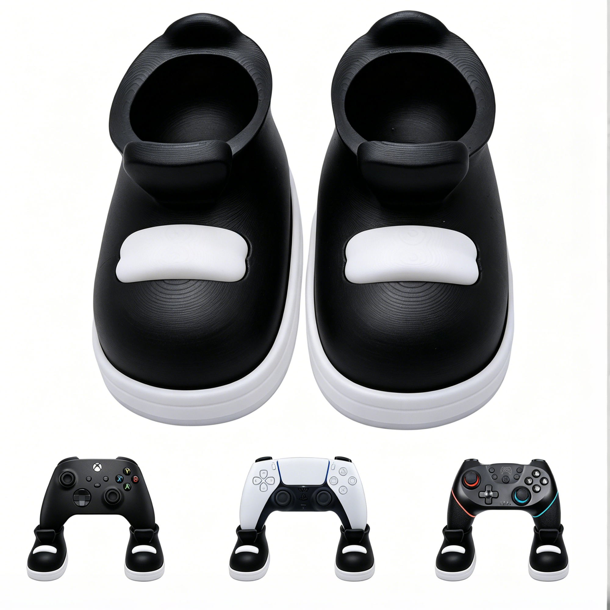 Sneaker-Style Controller Holders — Black Pair