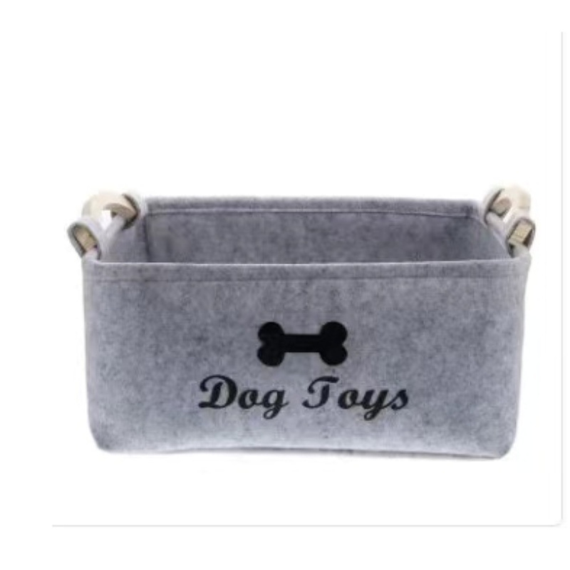 Felt Dog Toy Storage Basket — Grey